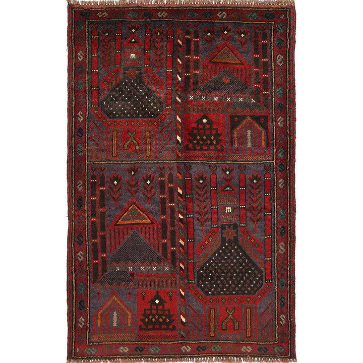 Blue Afghan Prayer Rug 3' 2" x 5' 0" Hand-Knotted