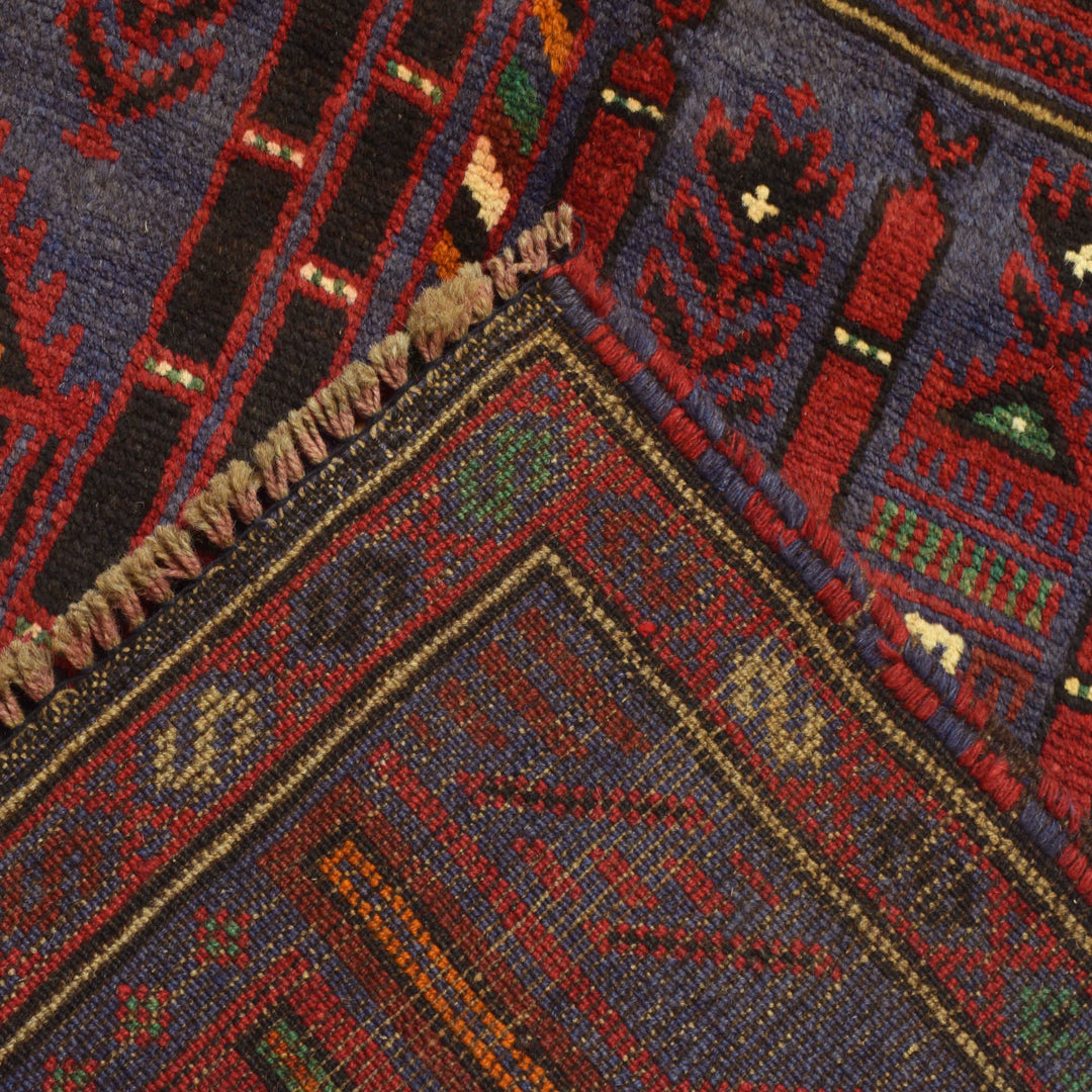 Blue Afghan Prayer Rug 3' 2" x 5' 0" Hand-Knotted border