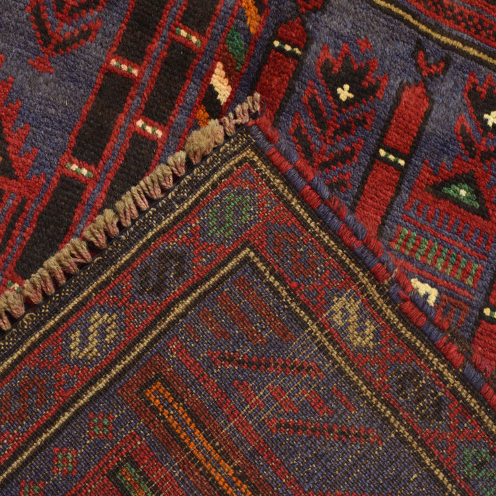 Blue Afghan Prayer Rug 3' 2" x 5' 0" Hand-Knotted border