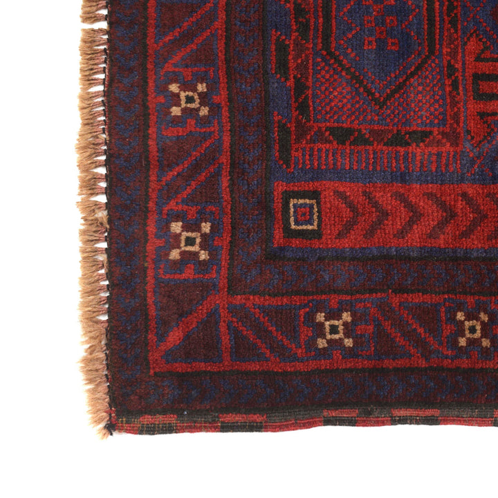 Blue Afghan Prayer Rug 2' 9" x 4' 6" Hand-Knotted view