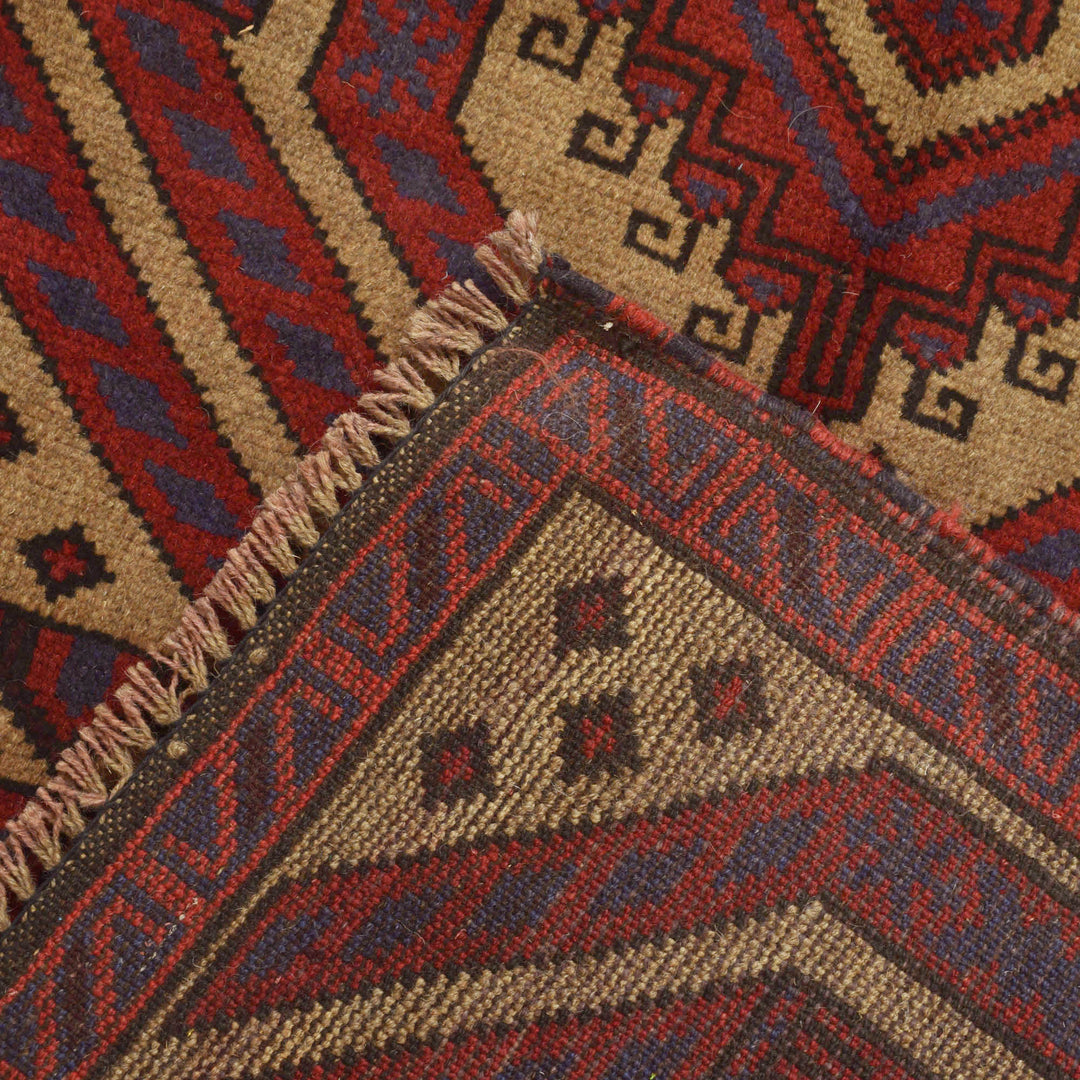 Beige Afghan Prayer Rug 3' 1" x 4' 9" Hand-Knotted border
