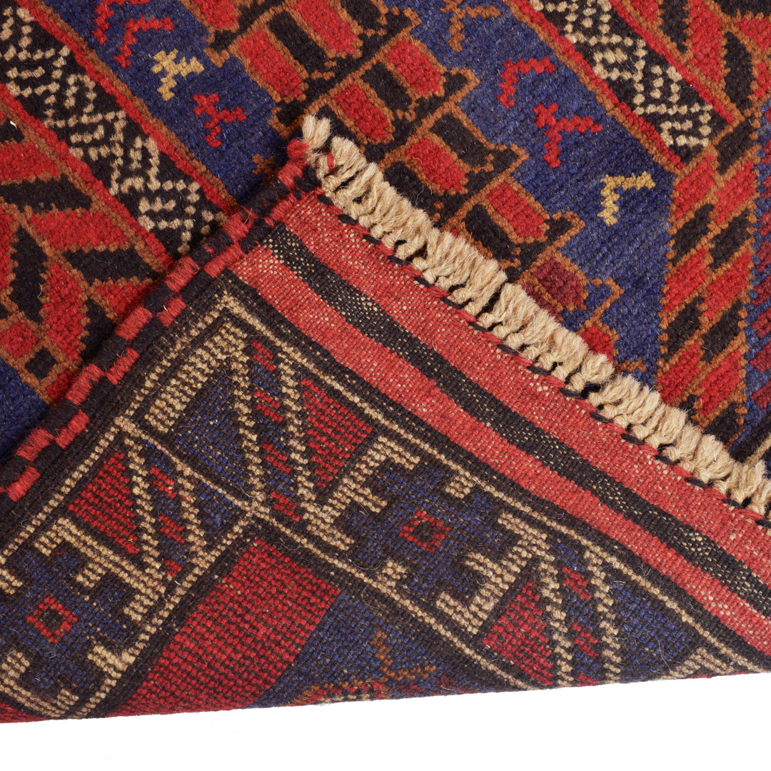 Afghan Prayer Rug 2' 9" x 4' 9" Hand-Knotted border