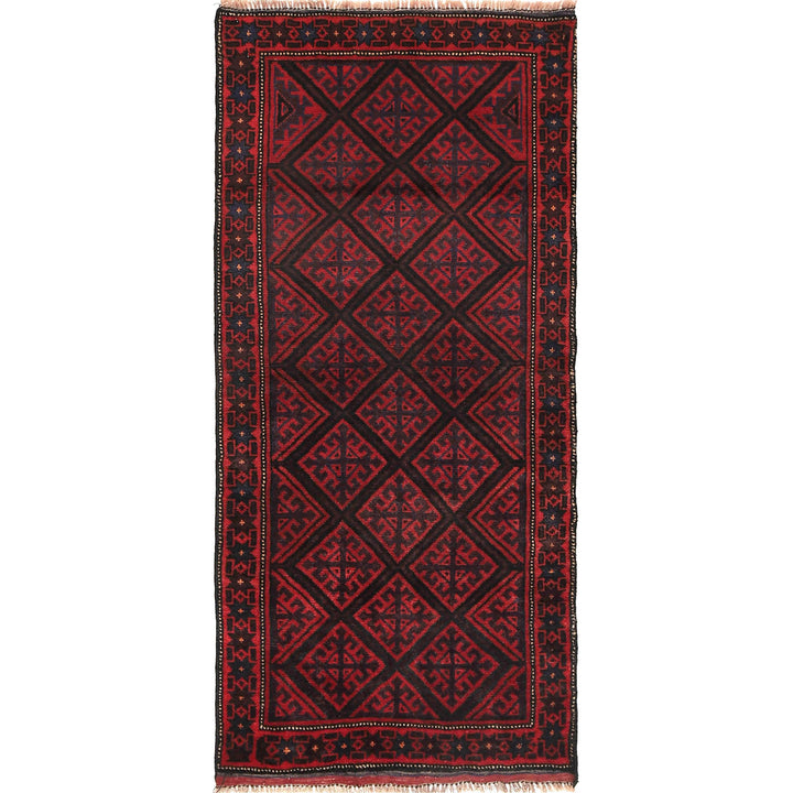 Red Afghan Baluchi Rug 2' 7" x 5' 7" Hand-Knotted
