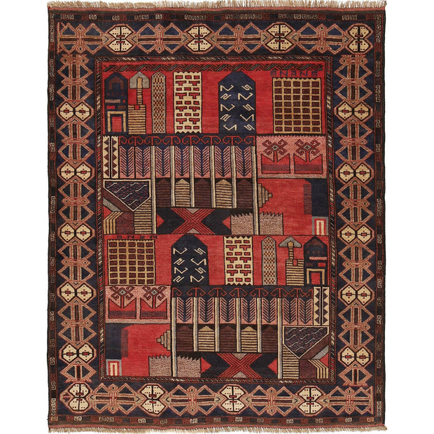 Traditional Baloch Rug 4' 5" x 5' 4" - No. AL75443
