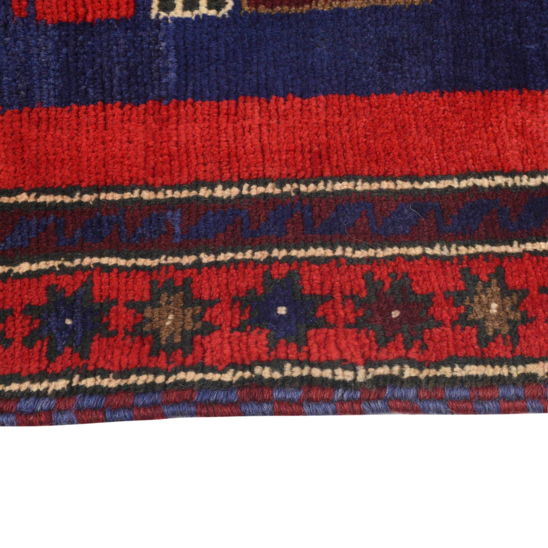 Afghan Prayer Rug 3' 0" x 4' 11" Hand-Knotted detail