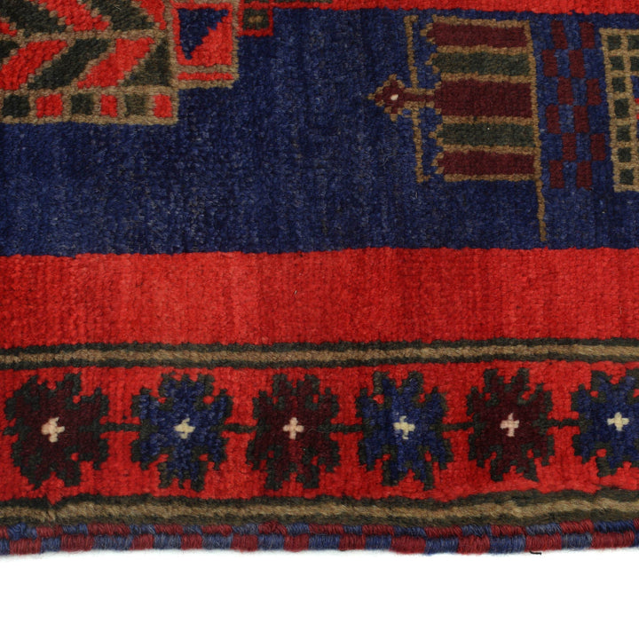 Afghan Prayer Rug 2' 11" x 4' 7" Hand-Knotted detail