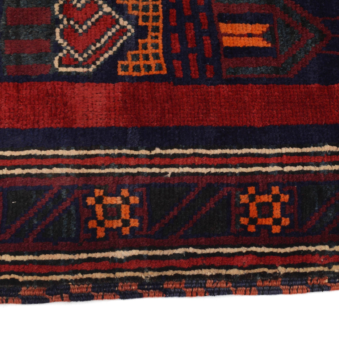 Afghan Prayer Rug 3' 2" x 5' 3" Hand-Knotted detail