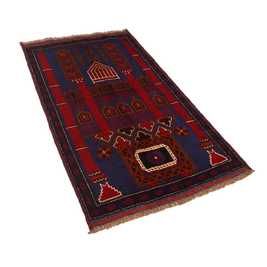 Afghan Prayer Rug 2' 11" x 5' 0" Hand-Knotted pattern