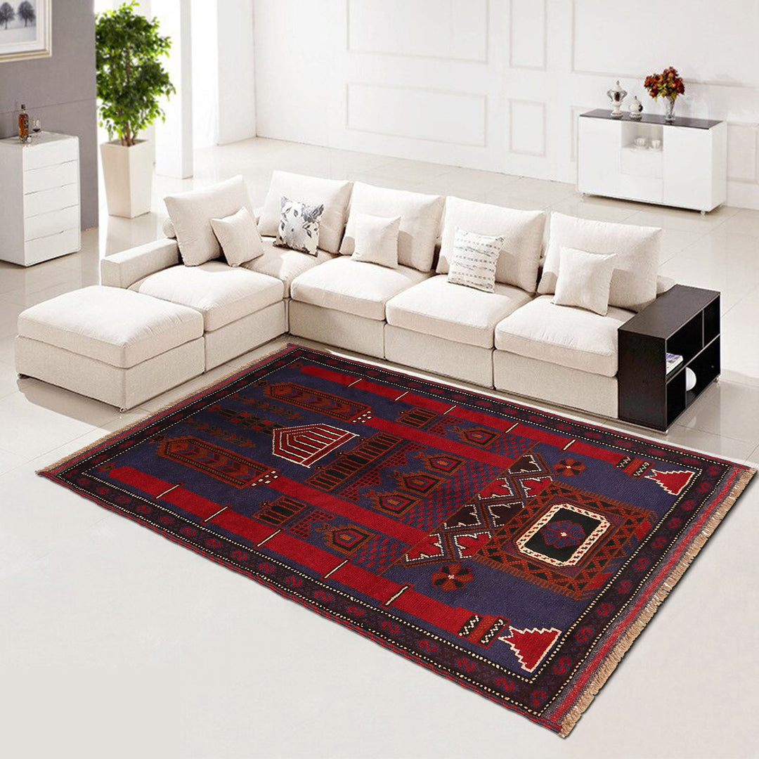 Afghan Prayer Rug 2' 11" x 5' 0" Hand-Knotted field