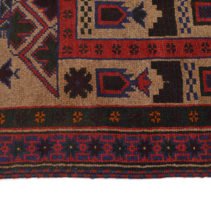 Beige Afghan Prayer Rug 2' 11" x 4' 6" Hand-Knotted detail