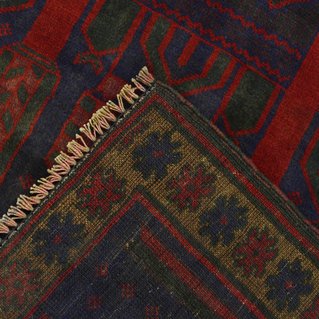 Afghan Prayer Rug 3' 3" x 4' 4" Hand-Knotted border