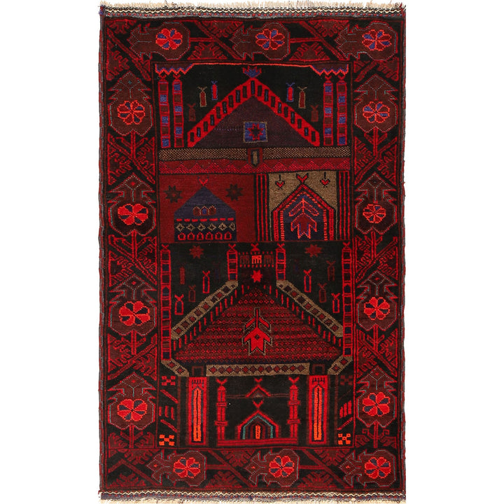 Afghan Prayer Rug 2' 11" x 4' 10" Hand-Knotted | No. AL30337