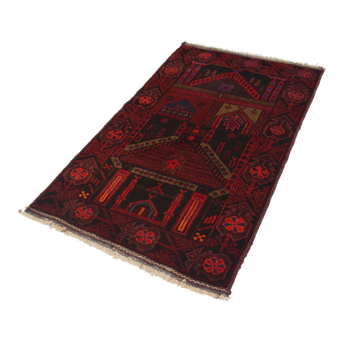 Afghan Prayer Rug 2' 11" x 4' 10" Hand-Knotted | No. AL30337