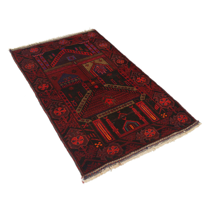 Afghan Prayer Rug 2' 11" x 4' 10" Hand-Knotted | No. AL30337
