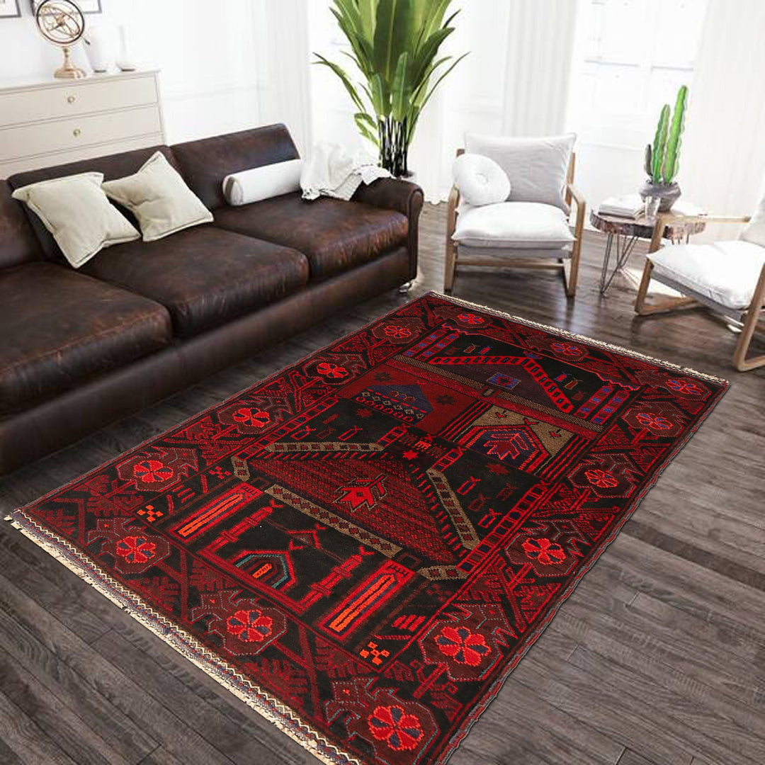 Afghan Prayer Rug 2' 11" x 4' 10" Hand-Knotted | No. AL30337