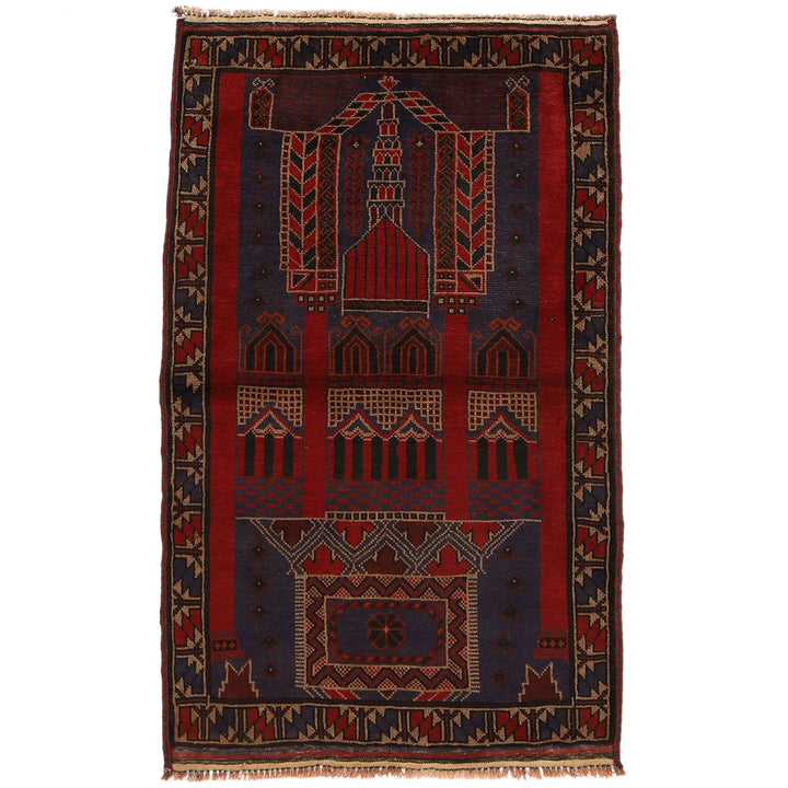 Afghan Prayer Rug 3' 2" x 4' 8" Hand-Knotted | No. AL61950