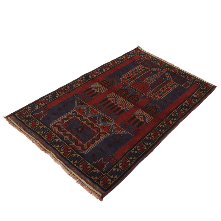 Afghan Prayer Rug 3' 2" x 4' 8" Hand-Knotted | No. AL61950