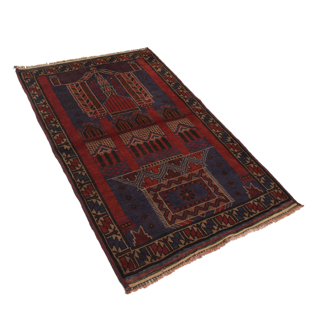 Afghan Prayer Rug 3' 2" x 4' 8" Hand-Knotted | No. AL61950