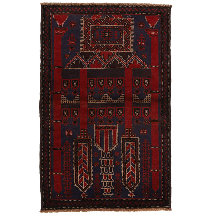 Afghan Prayer Rug 3' 0" x 4' 7" Hand-Knotted | No. AL38674