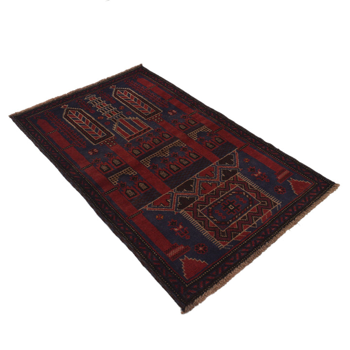 Afghan Prayer Rug 3' 0" x 4' 7" Hand-Knotted | No. AL38674