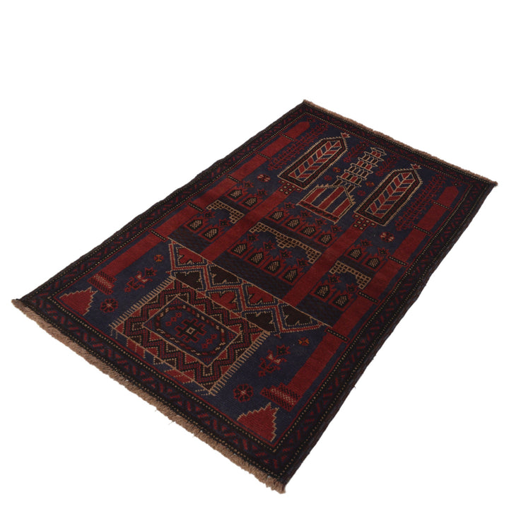 Afghan Prayer Rug 3' 0" x 4' 7" Hand-Knotted | No. AL38674