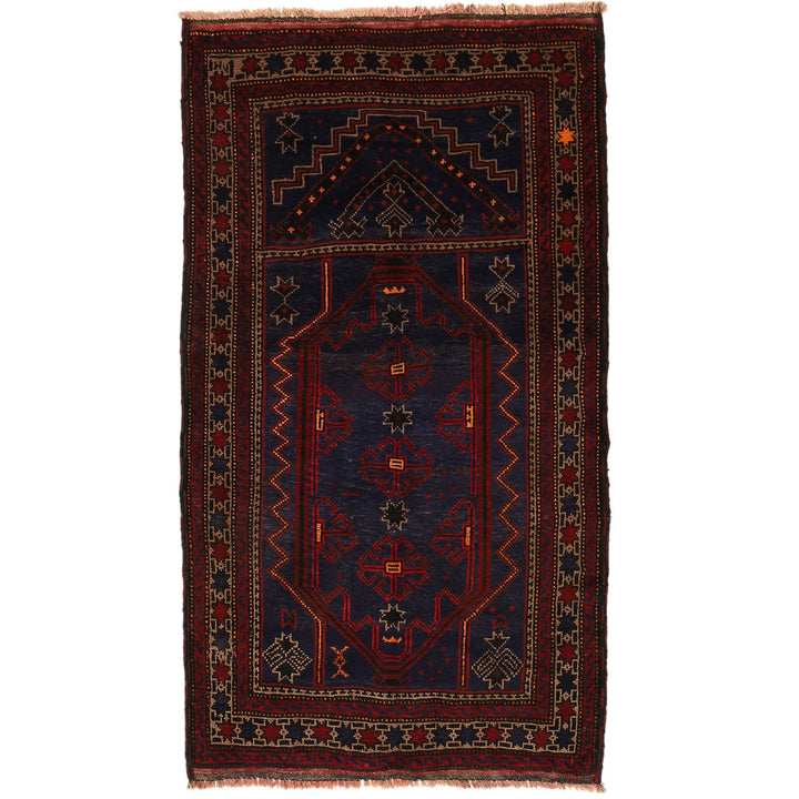Afghan Prayer Rug 2' 11" x 5' 1" Hand-Knotted