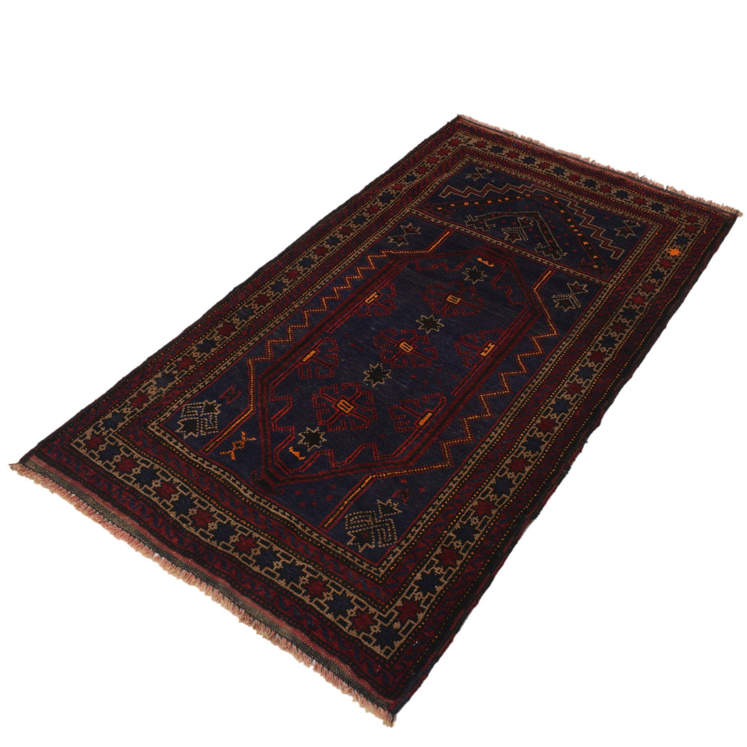 Afghan Prayer Rug 2' 11" x 5' 1" Hand-Knotted pattern