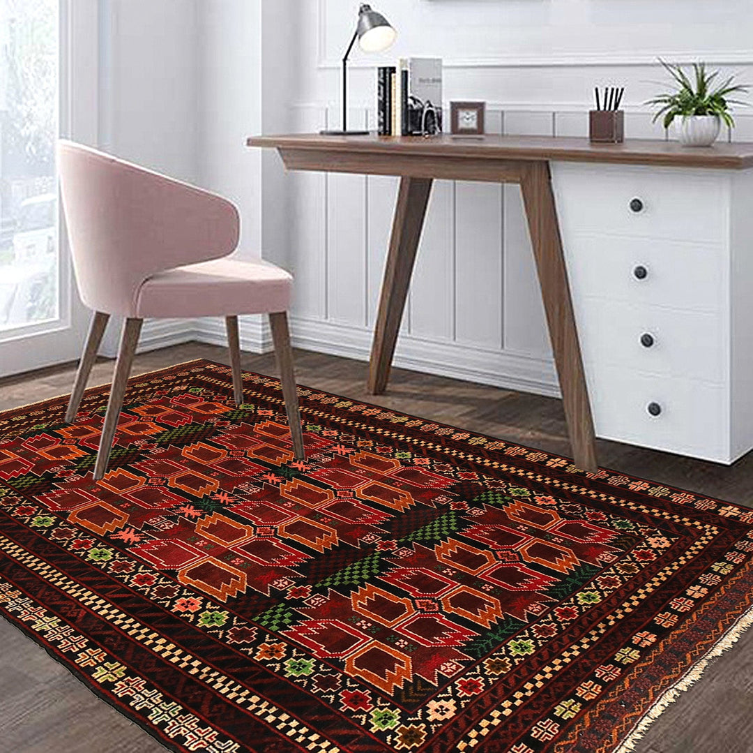 Afghan Baluchi Rug 3' 11" x 6' 4" Hand-Knotted field