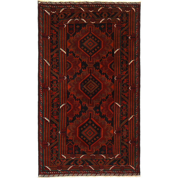 Afghan Baluchi Rug 3'10" x 6'8" Hand-Knotted