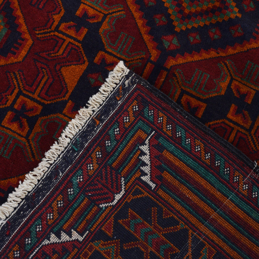 Afghan Baluchi Rug 3'10" x 6'8" Hand-Knotted border