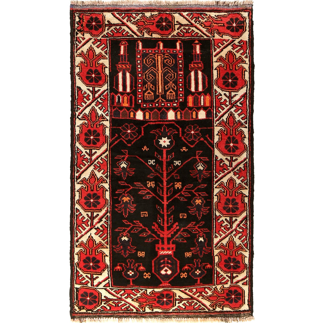 Afghan Prayer Rug 2' 11" x 5' 1" Hand-Knotted