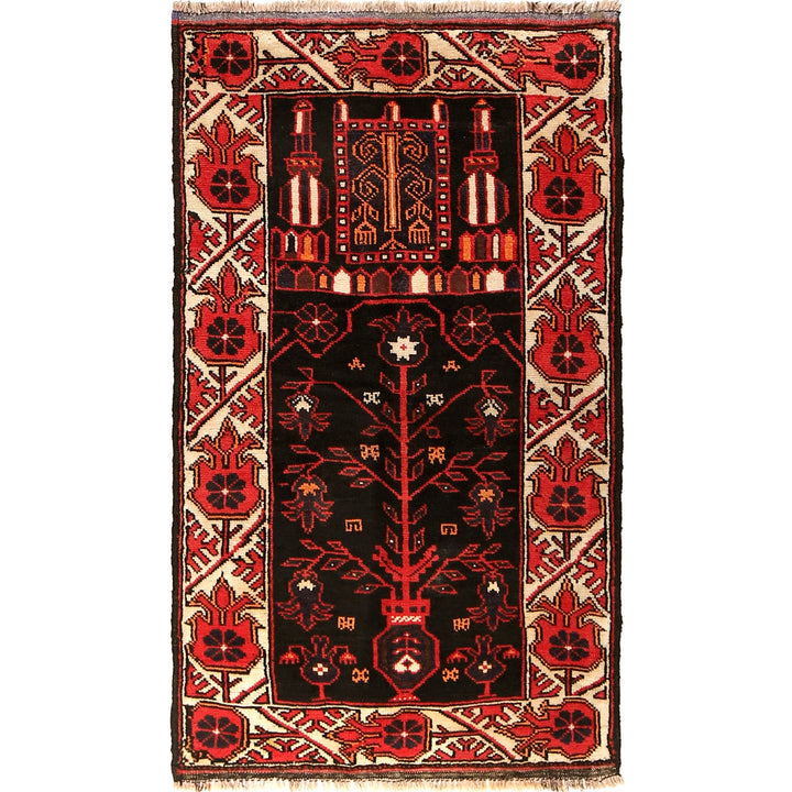 Afghan Prayer Rug 2' 11" x 5' 1" Hand-Knotted
