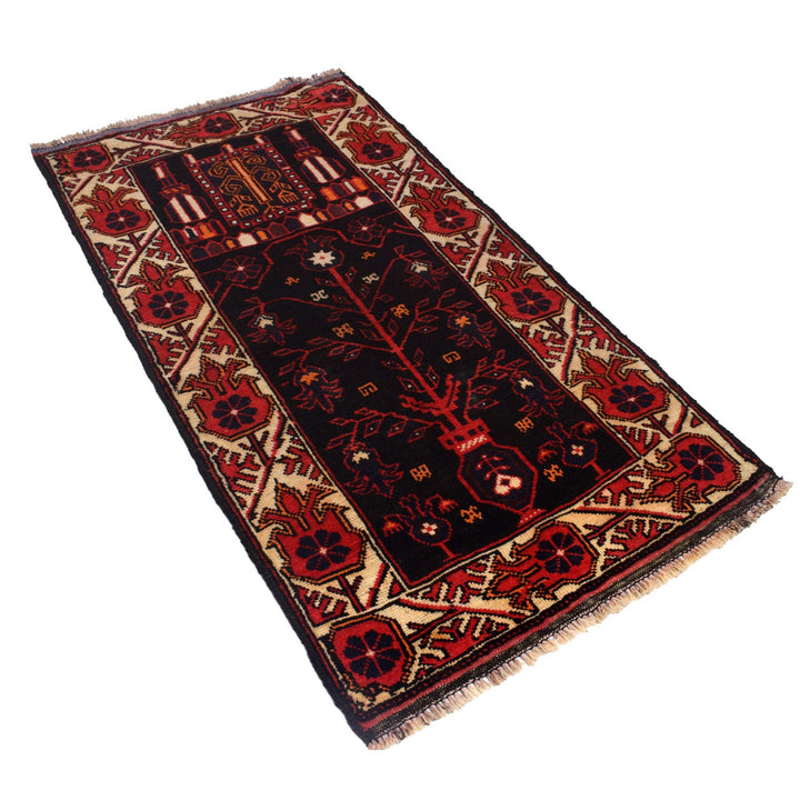 Afghan Prayer Rug 2' 11" x 5' 1" Hand-Knotted pattern