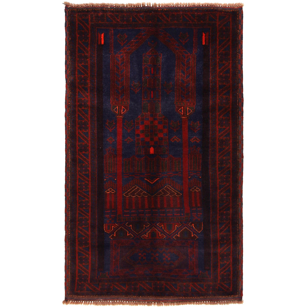 Afghan Prayer Rug 3' 0" x 4' 10" Hand-Knotted
