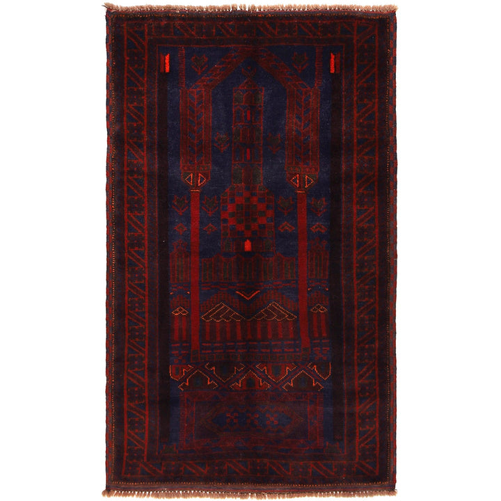Afghan Prayer Rug 3' 0" x 4' 10" Hand-Knotted