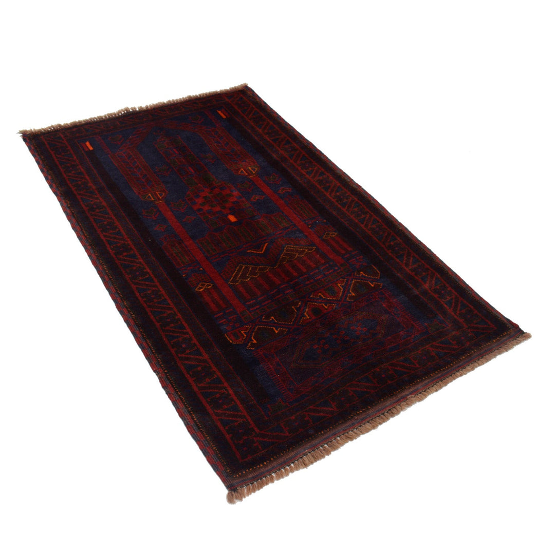 Afghan Prayer Rug 3' 0" x 4' 10" Hand-Knotted field