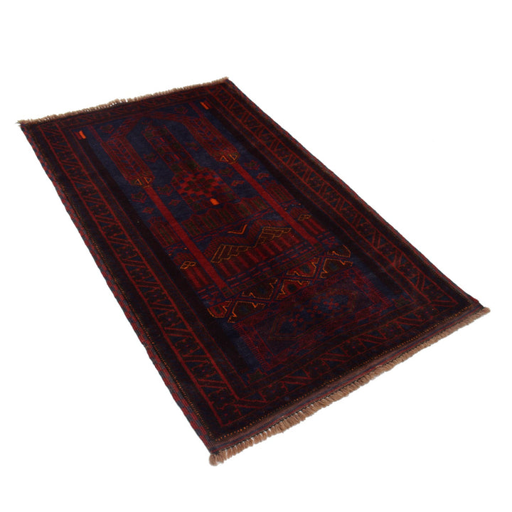 Afghan Prayer Rug 3' 0" x 4' 10" Hand-Knotted field