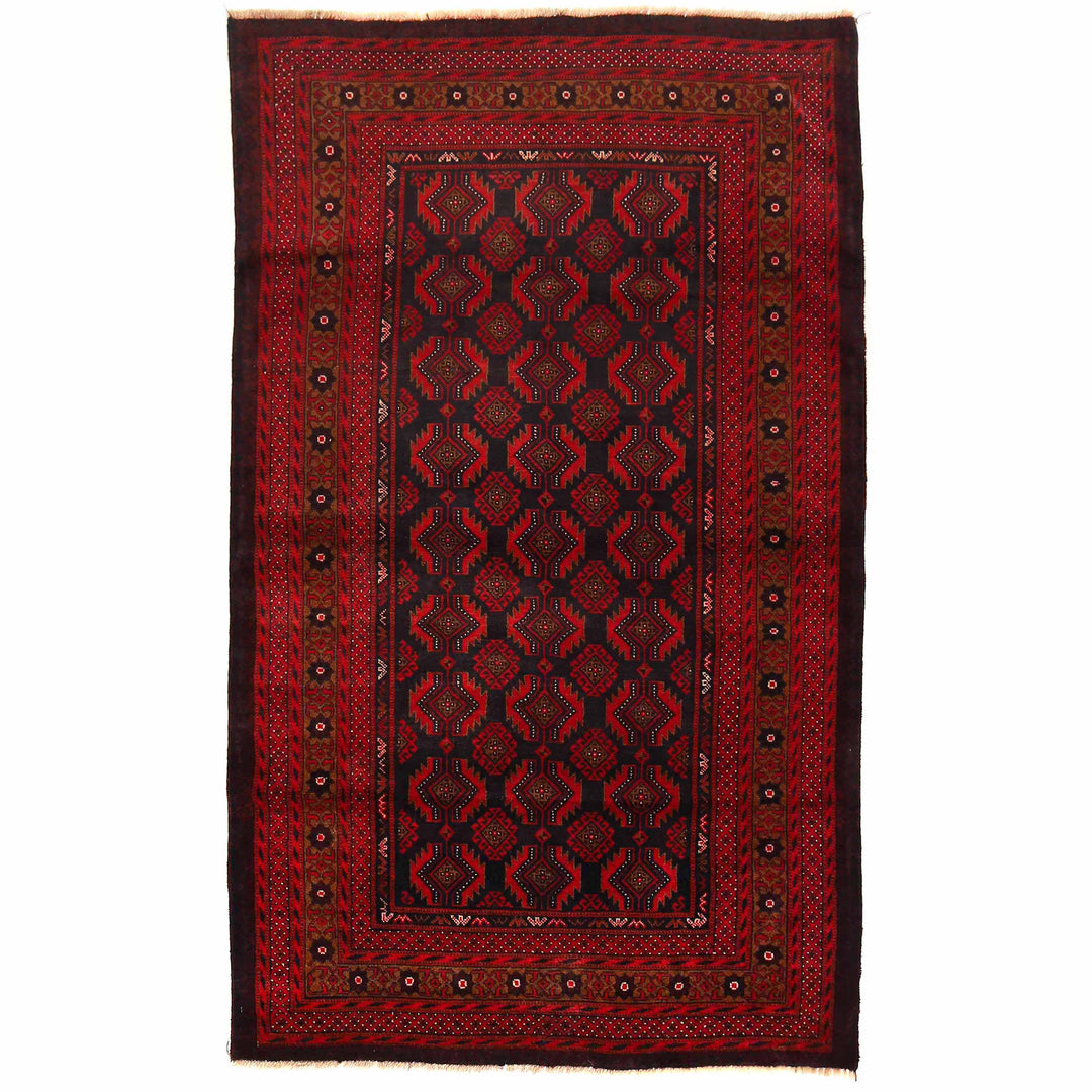 Afghan Baluchi Rug 4' 1" x 6' 10" Hand-Knotted