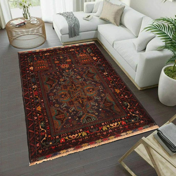 Afghan Prayer Rug 3' 1" x 4' 4" Hand-Knotted | No. AL53051