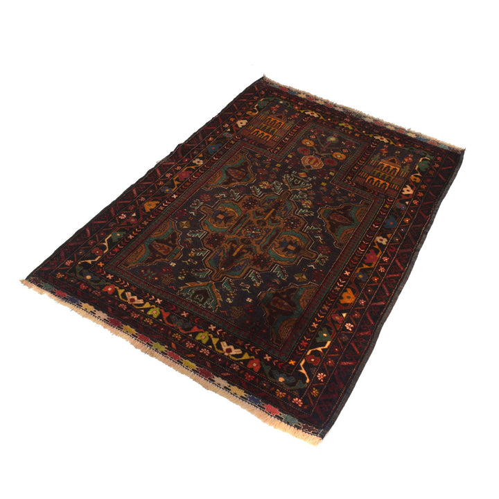 Afghan Prayer Rug 3' 1" x 4' 4" Hand-Knotted | No. AL53051