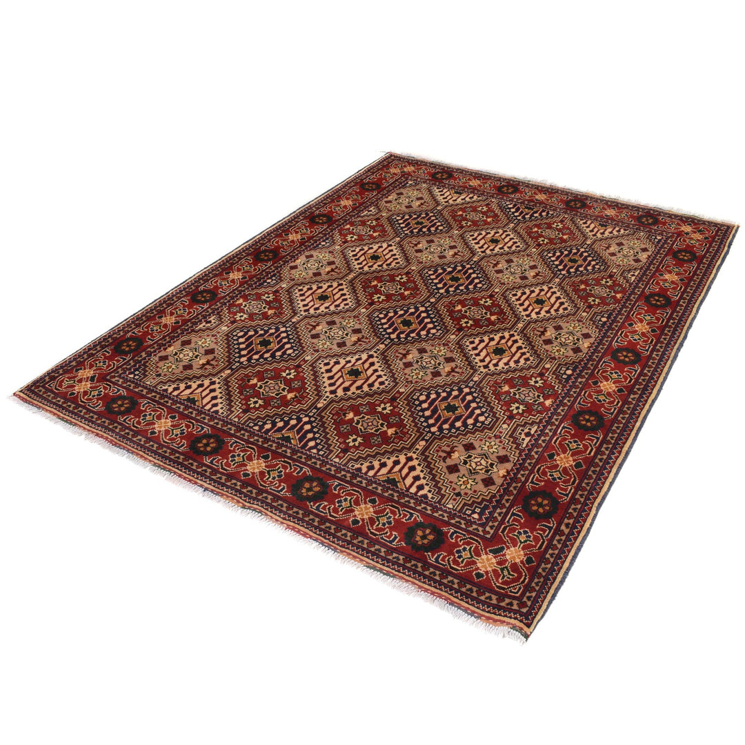 Authentic Hand-Knotted Afghan Rug 5' 1" x 6' 9" - No. AL74073