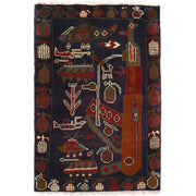 Blue Color War Rug 2' 1" x 3' 1" - No. AL84157