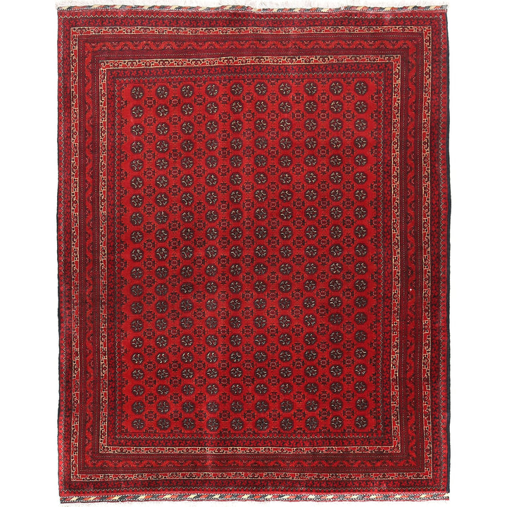 Deep Red Color Khoja Roshnai Area Rug 5' 0" x 6' 6" - No. AL91311