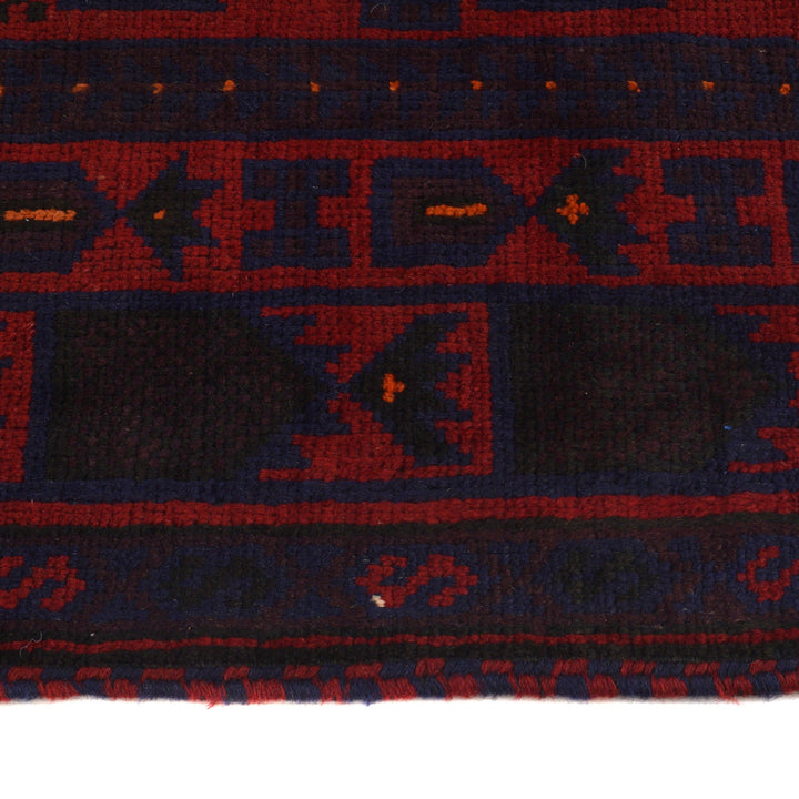 Red Afghan Prayer Rug 2' 10" x 4' 8" Hand-Knotted detail