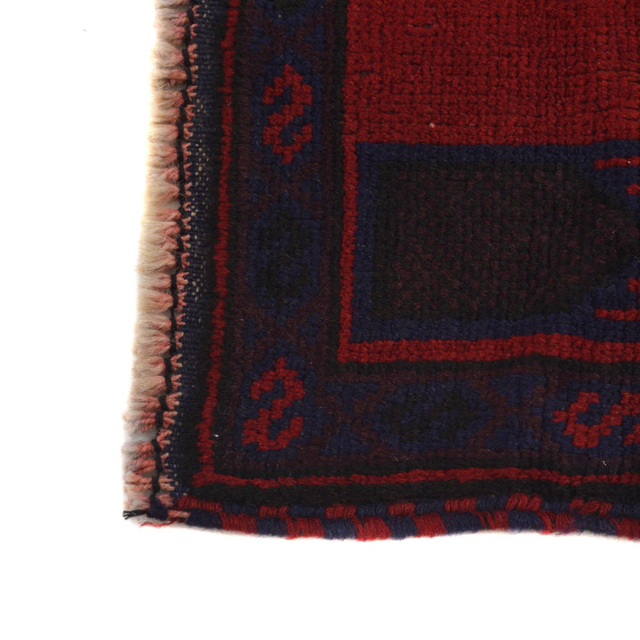 Red Afghan Prayer Rug 2' 10" x 4' 8" Hand-Knotted view