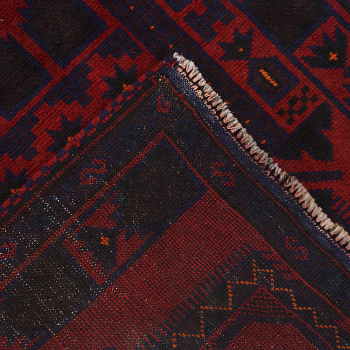 Red Afghan Prayer Rug 2' 10" x 4' 8" Hand-Knotted border