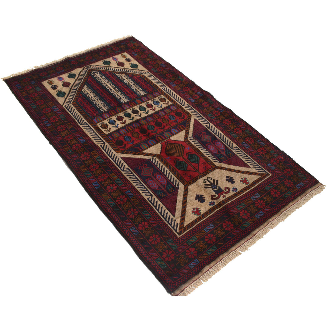 Afghan Prayer Rug 3' 0" x 5' 2" Hand-Knotted | No. AL19642