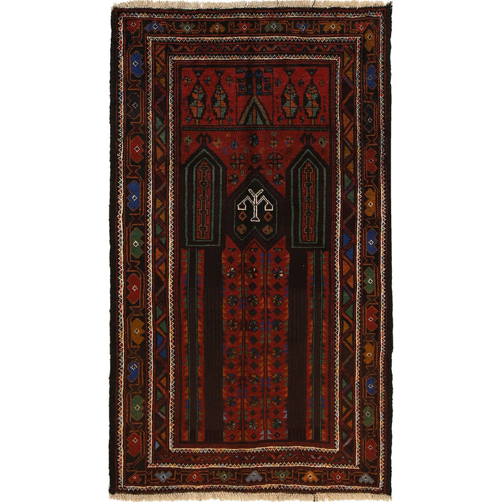 Afghan Prayer Rug 2' 11" x 4' 7" Hand-Knotted | No. AL67630