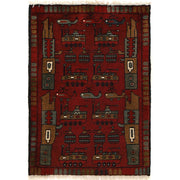 Deep Red Color War Rug 2' 0" x 2' 10" - No. AL51167