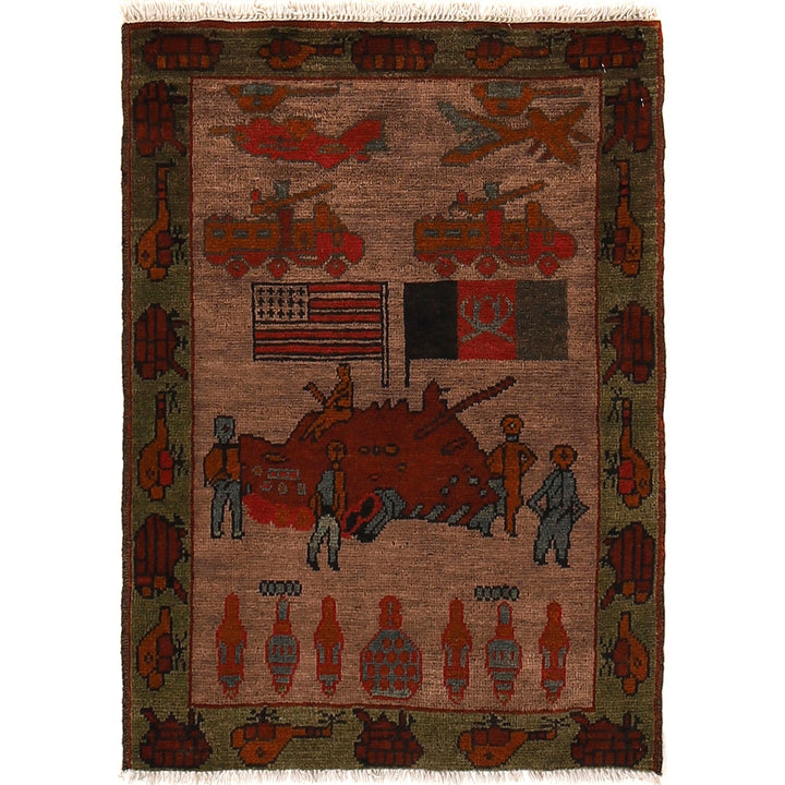 Brown War Rug 2' 0" x 2' 9" - No. AL40804